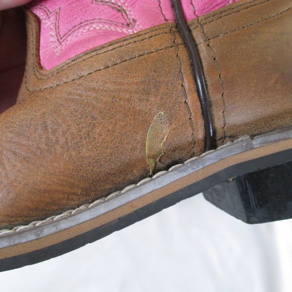 SHYANNE Girls Cow Girls Boots Square Toe PINK BROWN Size 1D Pre-owned Go… - Picture 7 of 11